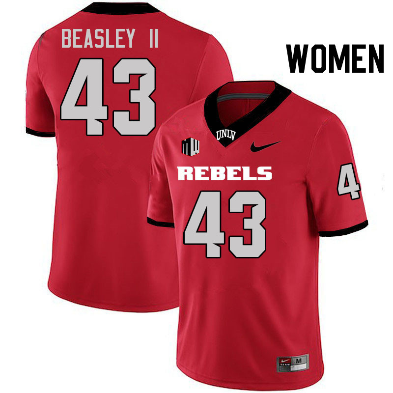 Women #43 Jae Beasley II UNLV Rebels College Football Jerseys Stitched-Scarlet